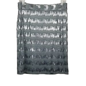 ANTONIO MELANI Gray Silver Sequined Knee Length Skirt Women's Size 8